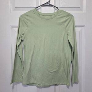 Cat & Jack Girls Crewneck Long Sleeve Light Green Cottonblend Tee Shirt Sz XL 14